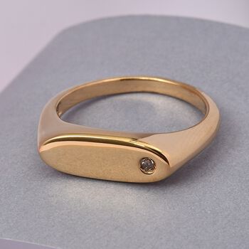 Nat&uuml;rlicher Champagner Diamant Herren Ring 925 Silber 585 Vergoldet