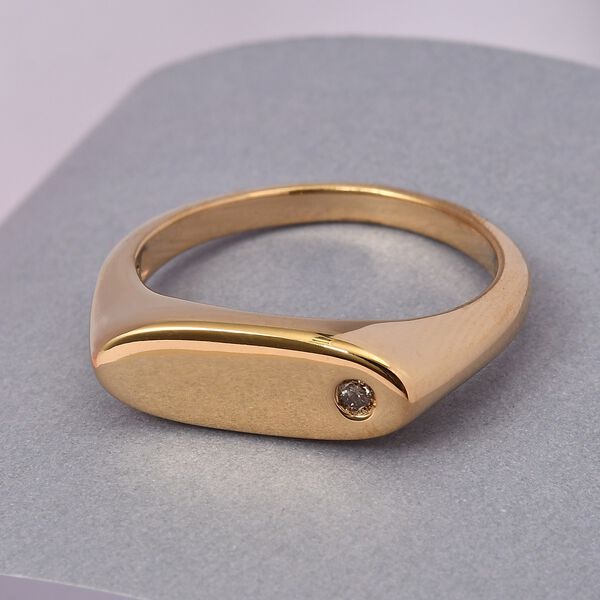 Nat&uuml;rlicher Champagner Diamant Herren Ring 925 Silber 585 Vergoldet image number 4