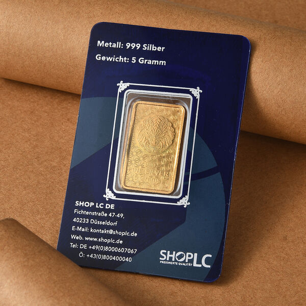 999er Silber-Barren mit Drachenmotiv, 916er vergoldet mit E-Beschichtung, 5g image number 2