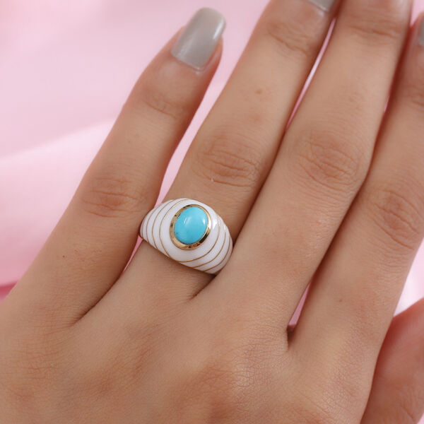 Nat&uuml;rlicher Sleeping Beauty T&uuml;rkis Solit&auml;r Ring 925 Silber Vermeil image number 3