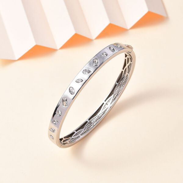 Wei&szlig;er Zirkonia Armreif ca. 19 cm Messing image number 2