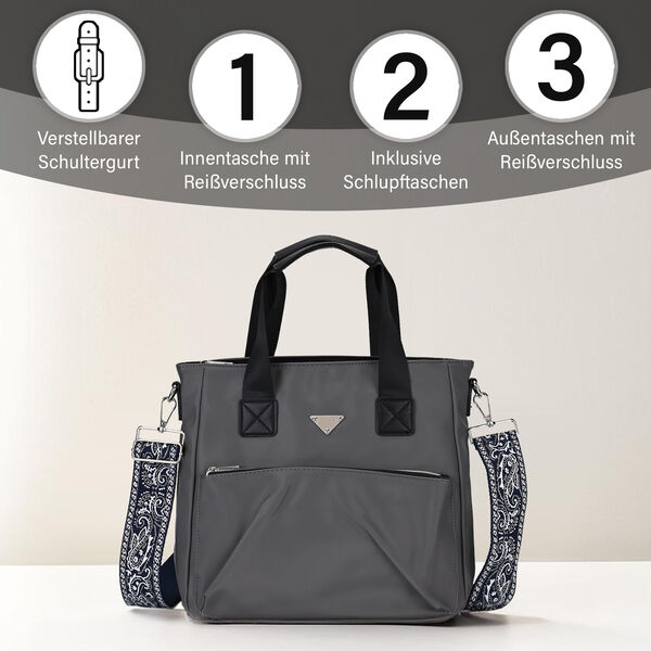 Praktischer Shopper mit verstellbarem Riemen, Schwarz image number 4