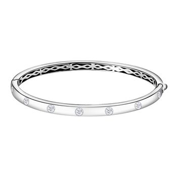 LUSTRO STELLA Hergestellt mit Feinster ZIRKONIA Armreif 19 cm lange 925 Silber platiniert ca. 4,86 ct