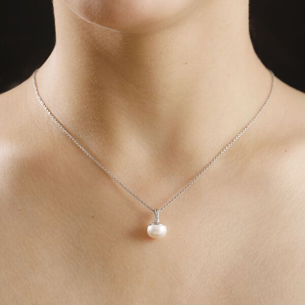 Wei&szlig;er S&uuml;&szlig;wasser Perle Anh&auml;nger image number 3