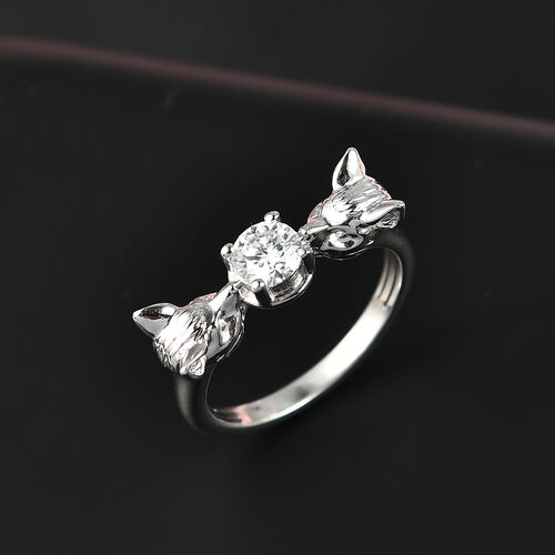 Moissanit Ring 925 Silber rhodiniert (Größe 17.00) ca. 0,44 ct image number 1