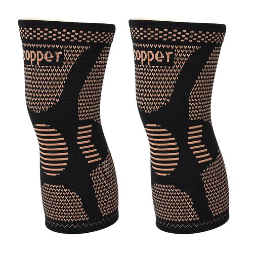 Kupfer-Komfort, Kniebandagen, Nylon-Mix, zur Unterstützung der Gelenke und zur Arthritis-Schmerzlinderung, Größe M, Schwarz image number 0