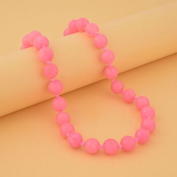 Gef&auml;rbte rosa Jade Halskette, (13-15mm), ca. 50 cm, 925 Silber, ca. 684.00 ct