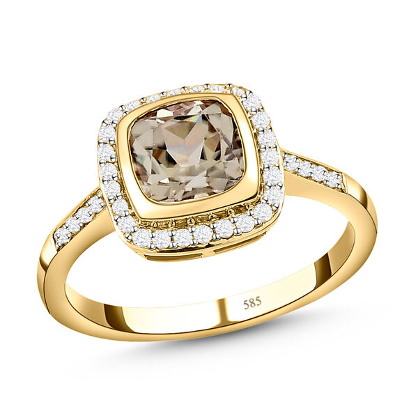 AAA Turkizit und wei&szlig;e Diamanten Halo-Ring in 585 Gold image number 4