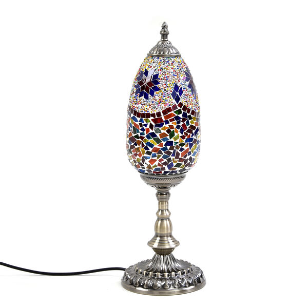 Handgefertigte, orientalische Mosaik Glas Tischlampe - Eiform, Gr&ouml;&szlig;e 15x15x48 cm, Mehrfarbig image number 0