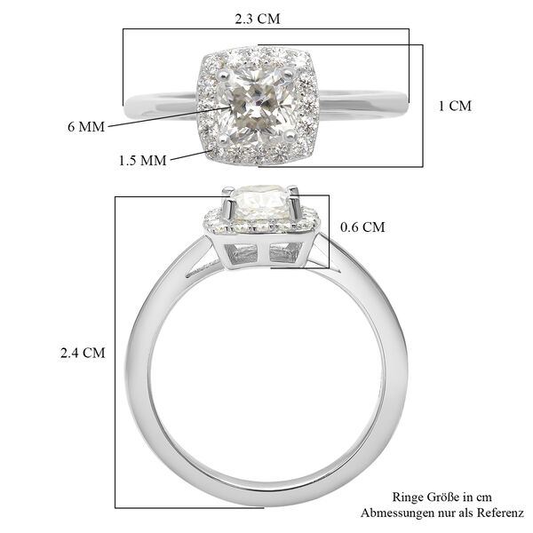 Moissanit-Ring, 925 Silber Platin  ca. 1,20 ct image number 6