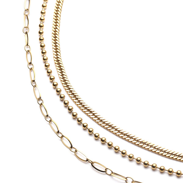 3er-Set Halskette ca. 50 cm Edelstahl vergoldet image number 3