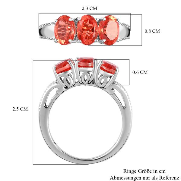 Padparadscha Triplett Quarz-Ring, 925 Silber platiniert (Gr&ouml;&szlig;e 17.00) ca. 2,63 ct image number 8