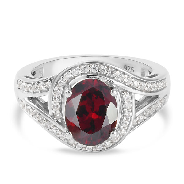 Rhodolith Granat und Zirkon Ring 925 Silber platiniert  ca. 3,06 ct image number 6