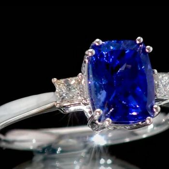 AAA Tansanit, Wei&szlig;er Diamant Ring 417 Gold (Gr&ouml;&szlig;e 17.00) ca. 2,25 ct