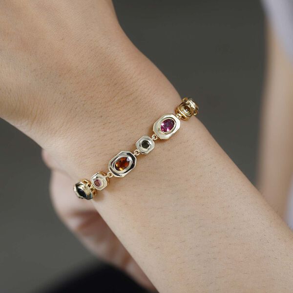 Mehrfarbig-Turmalin Armband ca. 19 cm 925 Silber Gelbgold Vermeil ca. 5.06 ct image number 3