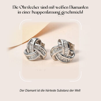 Liebesknoten wei&szlig;e Diamant-Ohrstecker, 925 Silber platiniert - 0,25 ct.