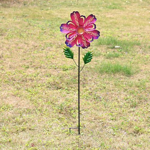 Dekoratives Windspiel in Blumenform, aus Metall, mit Ausschnitt-Design, langlebiges Eisen, zum Einstecken, für Garten oder Terrasse, ca. 25x97?cm image number 1