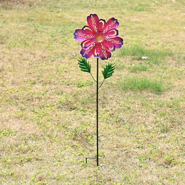 Dekoratives Windspiel in Blumenform aus Metall, mit Ausschnitt-Design in Pink, 25x97cm image number 1