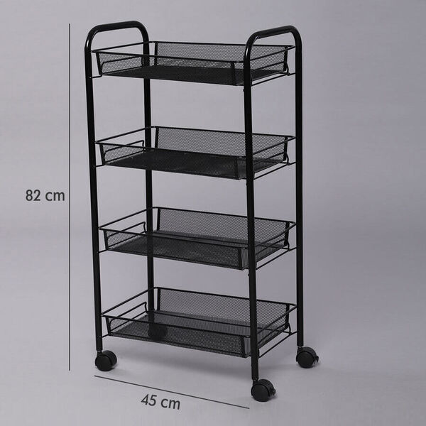 Lagerregal mit 4 Regalböden, Größe: 45x27x82 cm, Schwarz  image number 6
