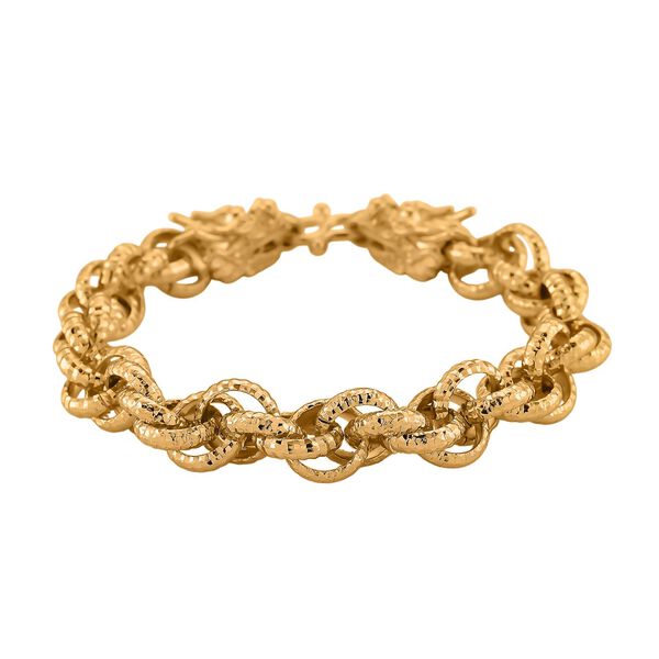 Designer Inspiriert Nickelfreies Messing, Doppelter Drachenkopf K&ouml;nigs-Armband ca. 20 cm ca. 47,00g, Goldfarben image number 3