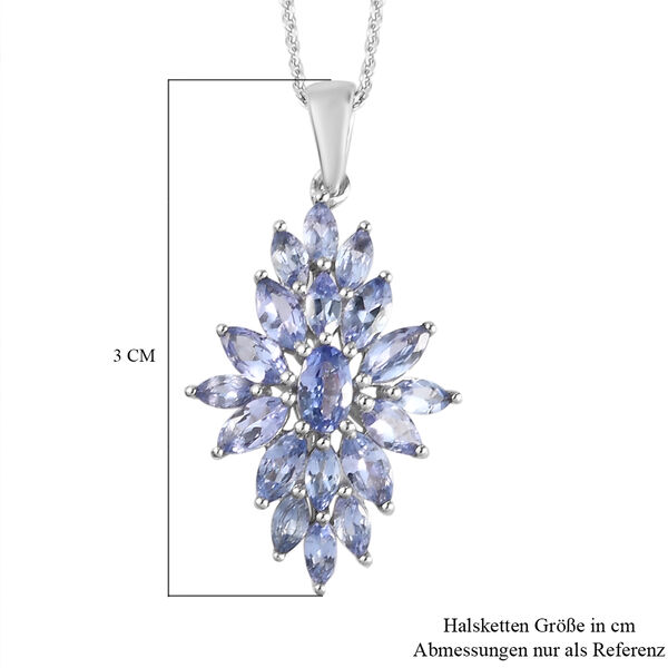 Tansanit Anh&auml;nger mit Silberkette 50 cm 925 Silber platiniert ca. 2,27 ct image number 6