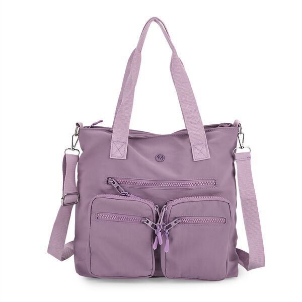 Crossbody-Schultertasche mit Mehrfachf&auml;chern, 31x30x14cm, Helllila