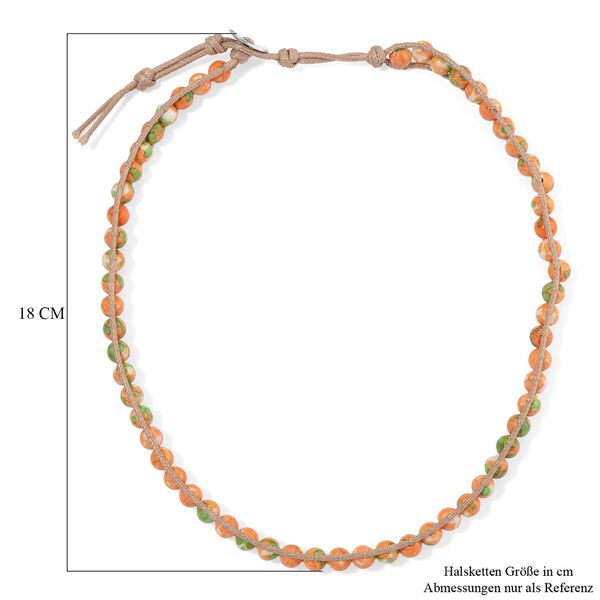Flexible orange-grüne Regenblumen-Yuhua-Quarzit Halskette - 80 ct. image number 6