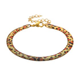 Leoparden-Print Fischgräten Armband aus 316L Edelstahl mit Goldplattierung, ca. 19 cm