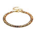 Leoparden-Print Fischgräten Armband aus Edelstahl mit Goldplattierung, ca. 19 cm