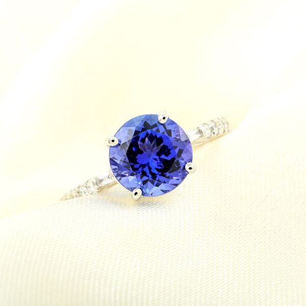 RHAPSODY zertifiziert und gepr&uuml;ft AAAA Tansanit und Diamant Ring in 950 Platin - 3,51 ct. image number 1