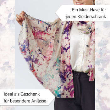 LA MAREY Schal aus 100% Premium-Kaschmir mit Digitaldruck, 70x200cm, abstraktes Aquarell