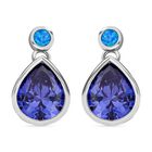 Tansanit Zirkonia, Simulierter Blauer Opal Ohrringe 925 Silber rhodiniert