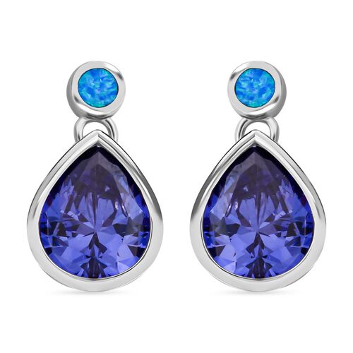 Tansanit Zirkonia und simulierte blaue Opal Ohrringe image number 0