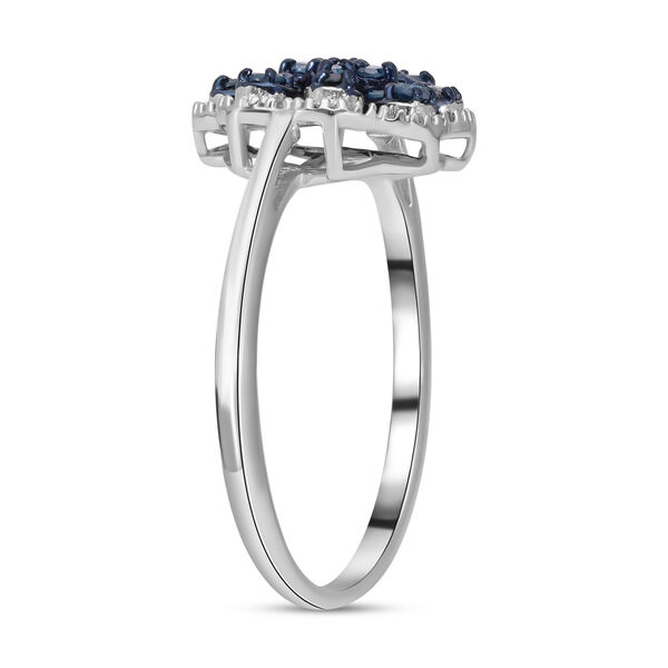 Blauer Diamant Ring, 925 Silber platiniert (Gr&ouml;&szlig;e 16.00) ca. 0,25 ct image number 3