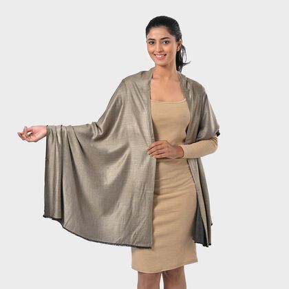 Eleganter Wende-Schal aus Netzgewebe, Viskose, ca. 70x200 cm, Beige