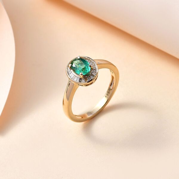 AAAA Kagem sambischer Smaragd und Diamant Ring in 585 Gold - 0,88 ct. image number 10