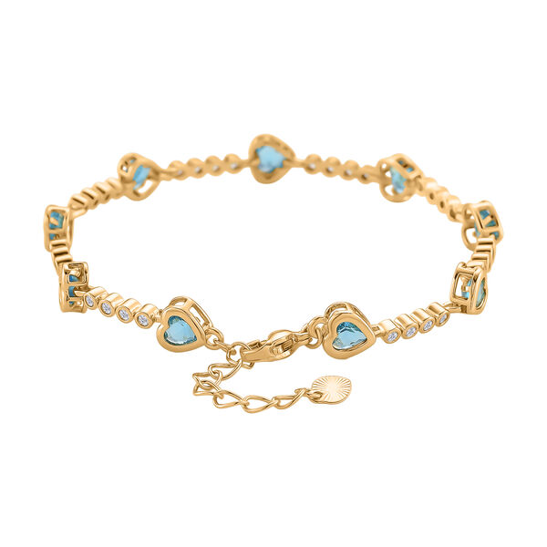 Blau Kristall Armband ca. 18.5 cm + 2.5 cm Extender, Nickelfreies Messing Vergoldet image number 4