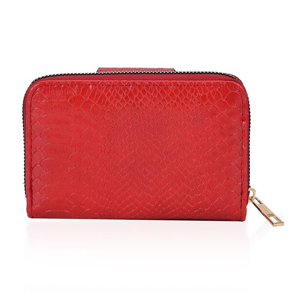 Geprägtes Schlangenhaut-Design: RFID-Schutz PU Leder Geldbörse, Größe: 14x3.5x9cm, Rot image number 4