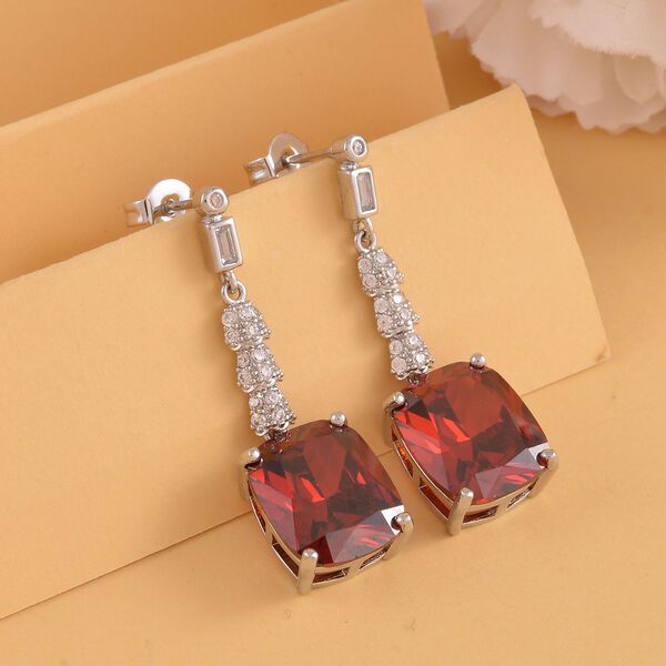 Rote Zirkonia Ohrringe, Edelstahl ca. 18,47 ct image number 2