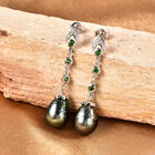 Tahiti Perle und Mehrfarbig Edelstein Ohrhänger 925 Silber rhodiniert  image number 1
