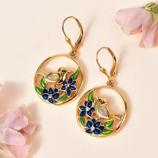 AA nat&uuml;rliche &auml;thiopische Welo Opal und Zirkon Ohrringe - 0,36 ct. image number 3