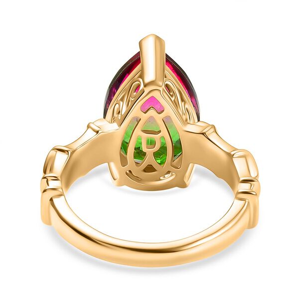 Blooming Petals - D joy Wassermelonen Quarz Triplette Ring 925 Silber platiniert und vergoldet (Gr&ouml;&szlig;e 17.00) ca. 5,67 ct image number 6