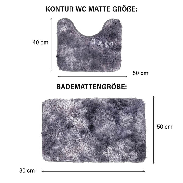 2er Set - Verlauf-Plüsch-Matten mit Anti-Rutsch-Rückseite, Grau image number 3