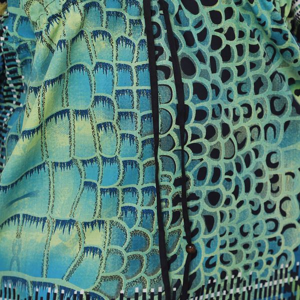 V-Ausschnitt bedruckter Kaftan, Einheitsgr&ouml;&szlig;e Gr&uuml;n image number 6