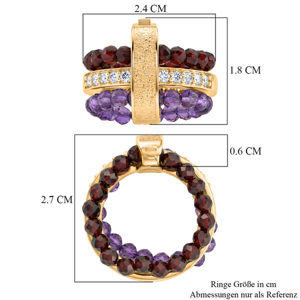 EVER TRUE Roter Granat, Afrikanischer Amethyst Ring Nickelfreies Messing (Gr&ouml;&szlig;e 17.00) image number 7
