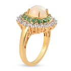 Natürlicher Äthiopischer Opal und Smaragd Halo Ring 925 Silber Gelbgold Vermeil (Größe 18.00) ca. 2,48 ct image number 4