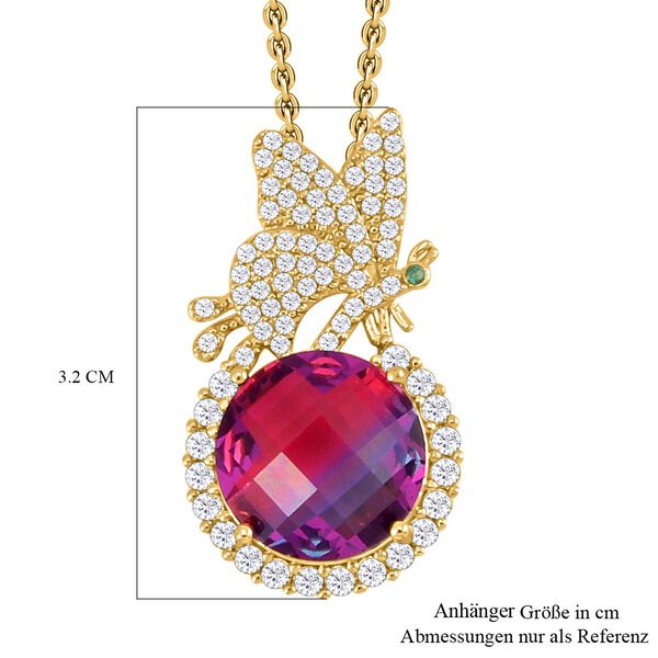 Turmalin Farbkristall und wei&szlig;er Zirkonia-Anh&auml;nger mit Kette, 55 cm image number 5