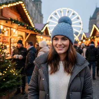 Strickm&uuml;tze mit Bommel, weiches Mischgewebe, Einheitsgr&ouml;&szlig;e, Blau