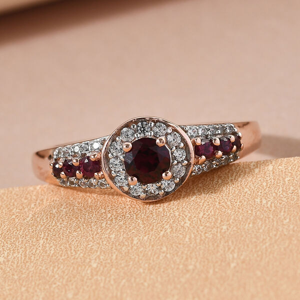 Anthill Granat und Zirkon Ring 925 Silber ros&eacute;vergoldet  ca. 0,67 ct image number 2