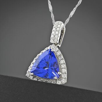 RHAPSODY zertifizierter und gepr&uuml;fter AAAA Tansanit und VS-EF Diamant Anh&auml;nger mit 45cm Kette in 950 Platin - 4,05 ct.
